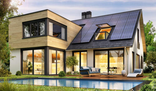 Energie - Haus mit Solaranlage